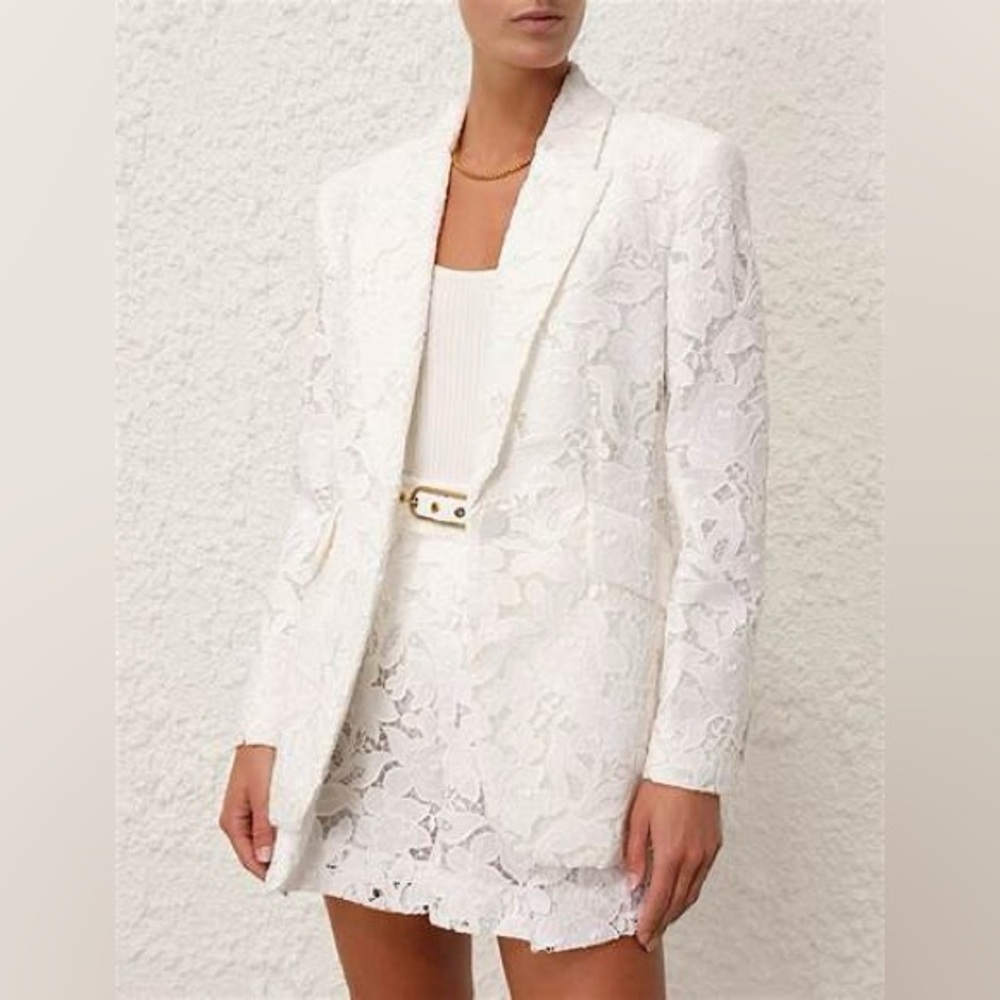 ZIMMERMANN NATURA IVORY LACE ORGANZA JACKET AU 1 US SMALL 4 6 NWT
